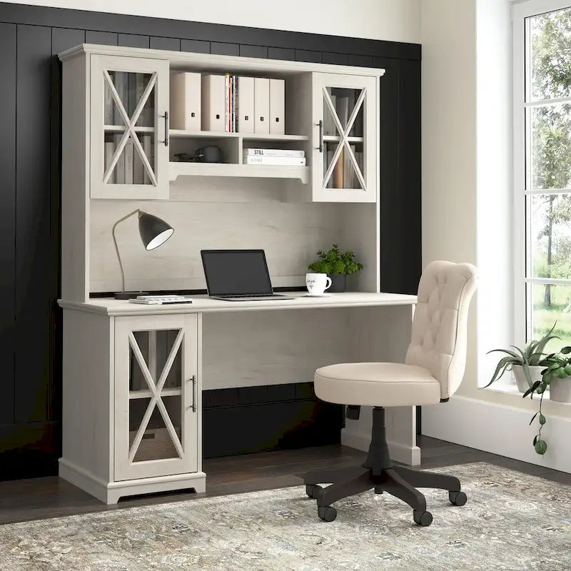 Lennox Farmhouse Desk with Hutch and Storage Cabinet by  