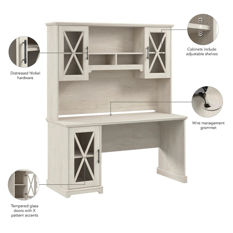 Bureau de ferme Lennox avec huche et meuble de rangement par