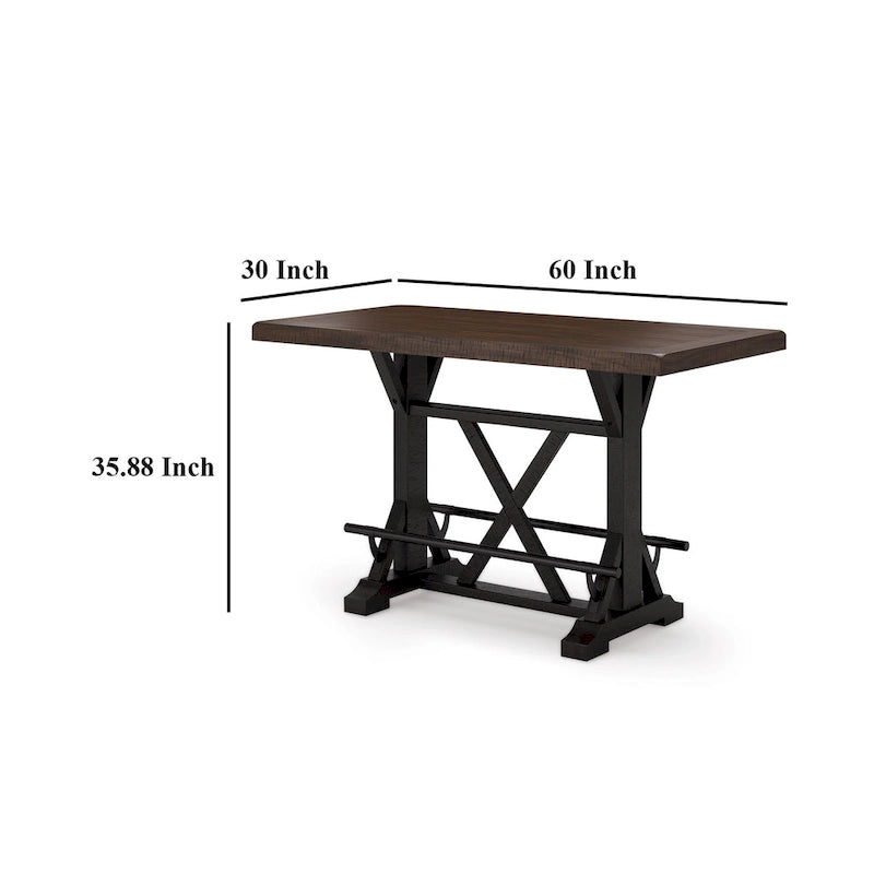 Table de salle à manger Becy hauteur comptoir, 60 pouces, marron, pin noir