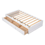 Lit plateforme double en bois avec 3 tiroirs
