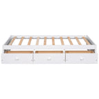 Lit plateforme double en bois avec 3 tiroirs