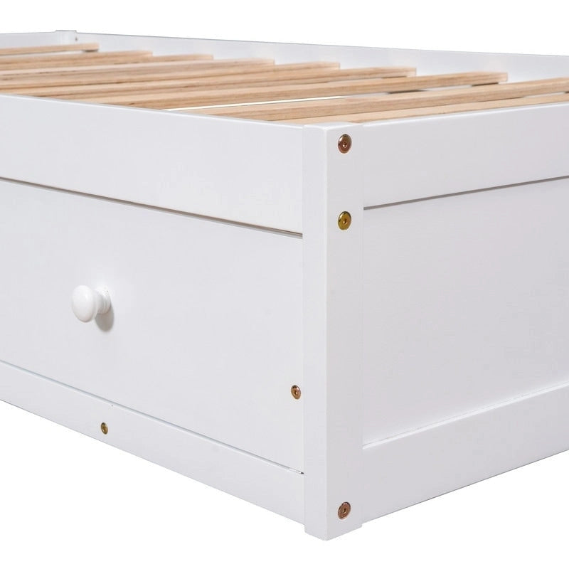 Lit plateforme double en bois avec 3 tiroirs