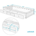 Lit plateforme double en bois avec 3 tiroirs