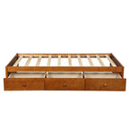 Lit plateforme double en bois avec 3 tiroirs