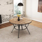   Indoor Dining Round Table With Metal Legs