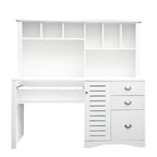 Bureau d'ordinateur moderne avec huche, étagères à 2 niveaux, tiroirs et meuble dissimulé pour bureau, chambre ou salon