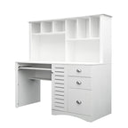 Bureau d'ordinateur moderne avec huche, étagères à 2 niveaux, tiroirs et meuble dissimulé pour bureau, chambre ou salon
