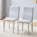Lot de 2 chaises de salle à manger à dossier haut, revêtement en cuir PU, chaises d'appoint décoratives pour salon, cadre en métal, chaises pour la maison
