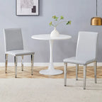 Lot de 2 chaises de salle à manger à dossier haut, revêtement en cuir PU, chaises d'appoint décoratives pour salon, cadre en métal, chaises pour la maison