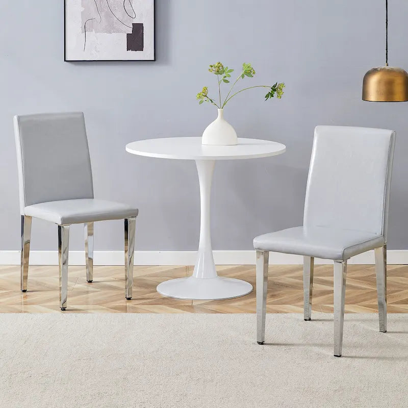 Lot de 2 chaises de salle à manger à dossier haut, revêtement en cuir PU, chaises d'appoint décoratives pour salon, cadre en métal, chaises pour la maison