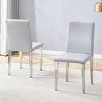 Lot de 2 chaises de salle à manger à dossier haut, revêtement en cuir PU, chaises d'appoint décoratives pour salon, cadre en métal, chaises pour la maison