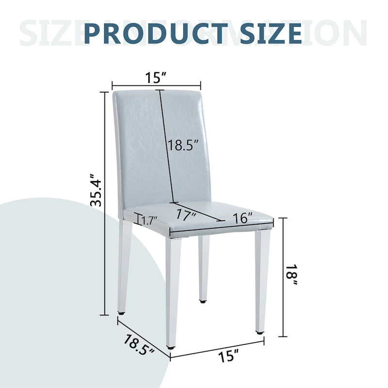 Lot de 2 chaises de salle à manger à dossier haut, revêtement en cuir PU, chaises d'appoint décoratives pour salon, cadre en métal, chaises pour la maison
