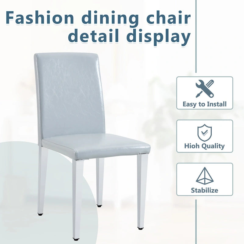 Lot de 2 chaises de salle à manger à dossier haut, revêtement en cuir PU, chaises d'appoint décoratives pour salon, cadre en métal, chaises pour la maison
