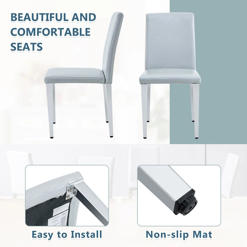 Lot de 2 chaises de salle à manger à dossier haut, revêtement en cuir PU, chaises d'appoint décoratives pour salon, cadre en métal, chaises pour la maison