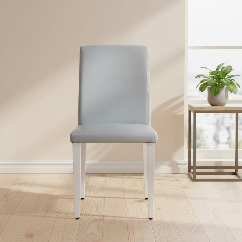 Lot de 2 chaises de salle à manger à dossier haut, revêtement en cuir PU, chaises d'appoint décoratives pour salon, cadre en métal, chaises pour la maison