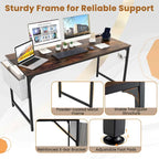 Costway Bureau d'ordinateur moderne de 60" avec station de charge et rangement
