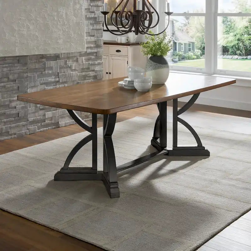 Eleanor 78-inch Oak Top Dining Table with Interlocking Base by  