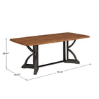 Table à manger Eleanor 78 po avec plateau en chêne et piètement imbriqué, par