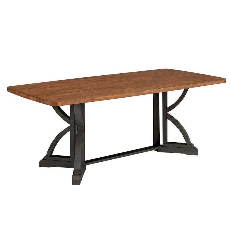 Table à manger Eleanor 78 po avec plateau en chêne et piètement imbriqué, par