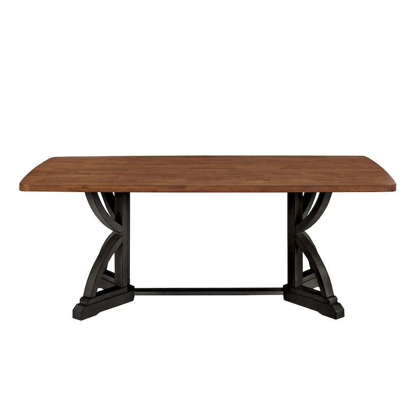 Table à manger Eleanor 78 po avec plateau en chêne et piètement imbriqué, par