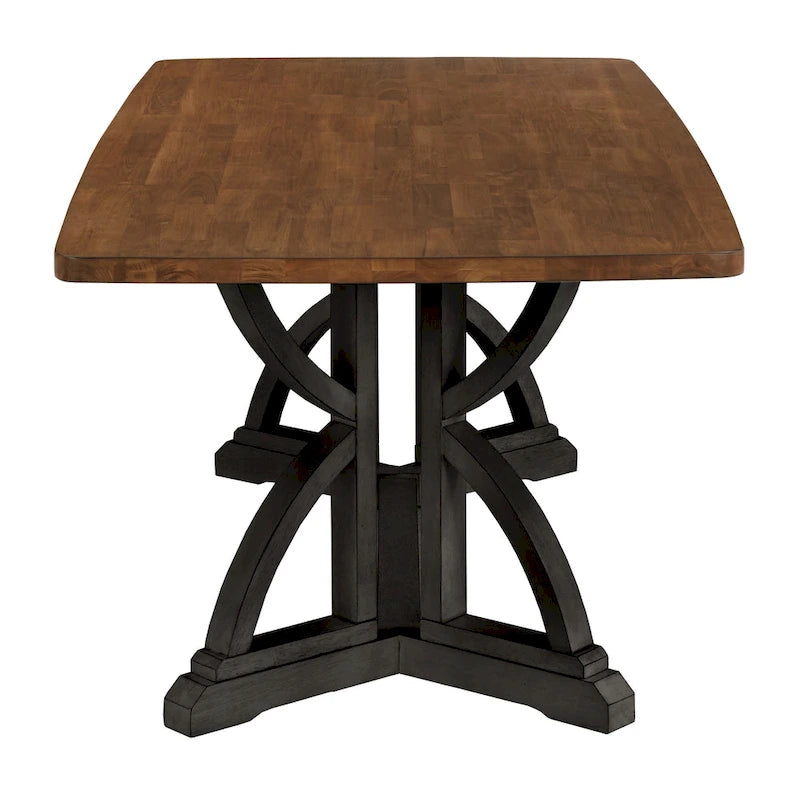 Table à manger Eleanor 78 po avec plateau en chêne et piètement imbriqué, par