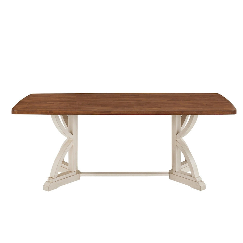 Table à manger Eleanor 78 po avec plateau en chêne et piètement imbriqué, par