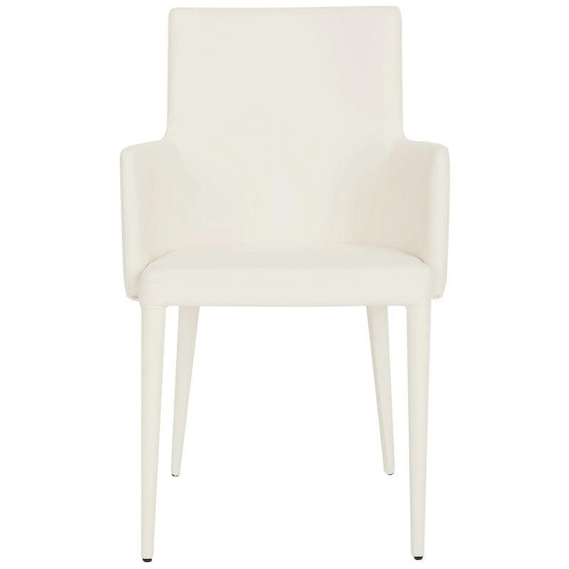 Chaise de salle à manger moderne blanche du milieu du siècle avec accoudoirs - 23,6 l x 21,6 P x 35,5 H - 24 l x 22 P x 36 H