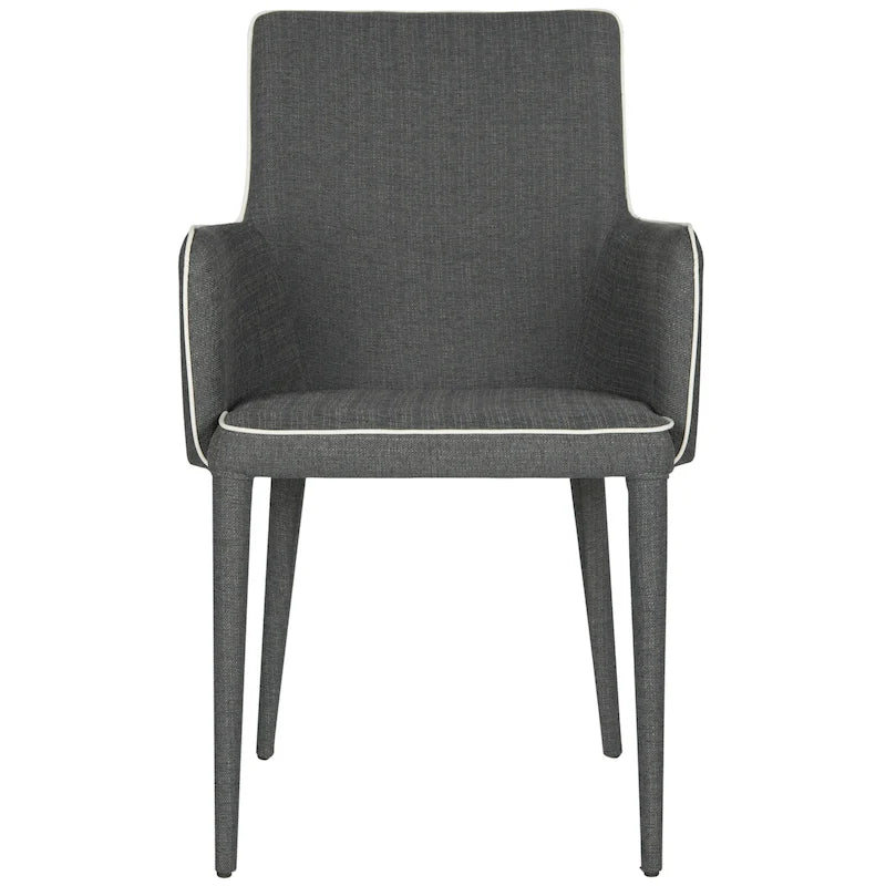 Chaise de salle à manger moderne blanche du milieu du siècle avec accoudoirs - 23,6 l x 21,6 P x 35,5 H - 24 l x 22 P x 36 H