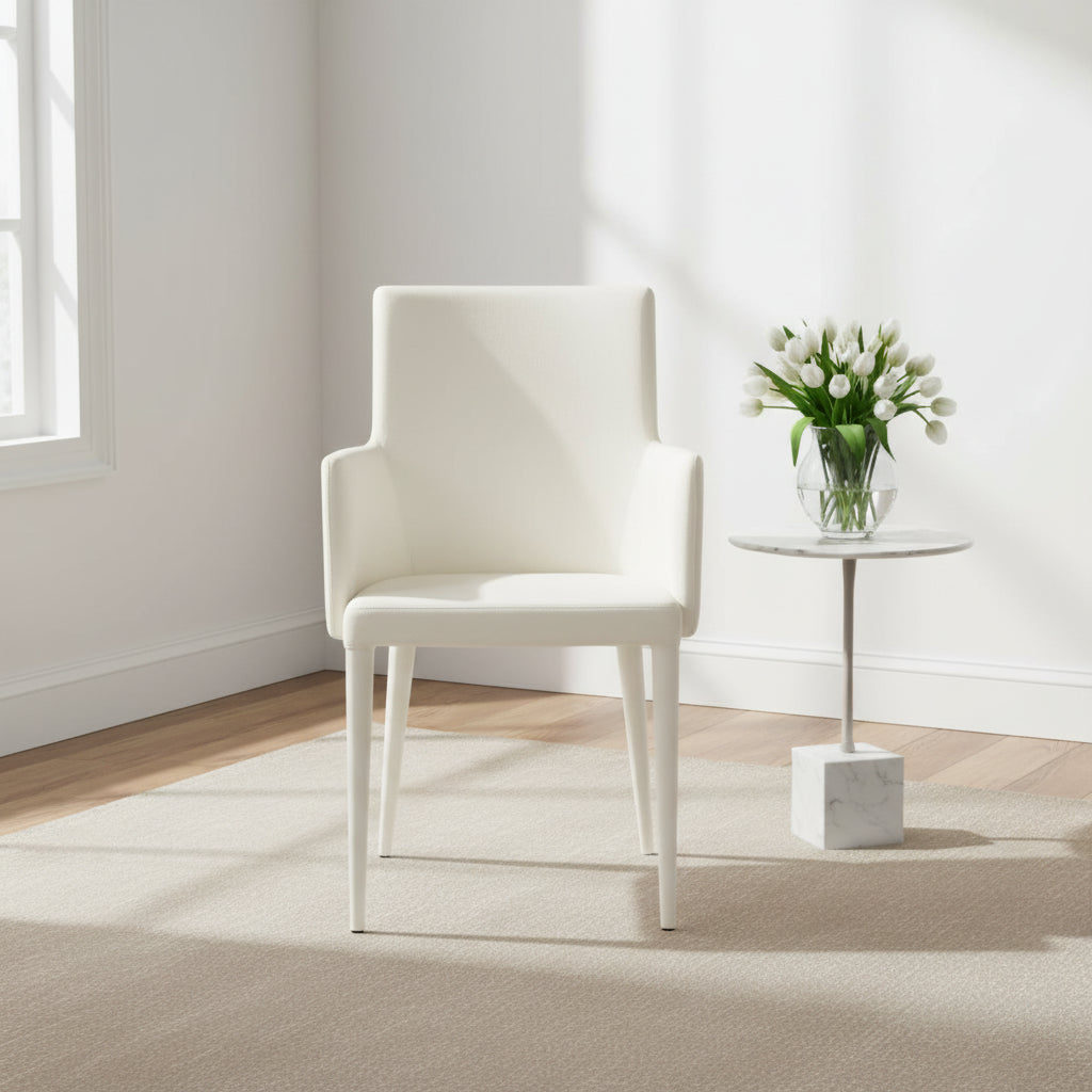  Elois Mid-Century Dining Modern White Arm Chair - 23.6 W x 21.6 L x 35.5 H - 24Wx22Dx36H