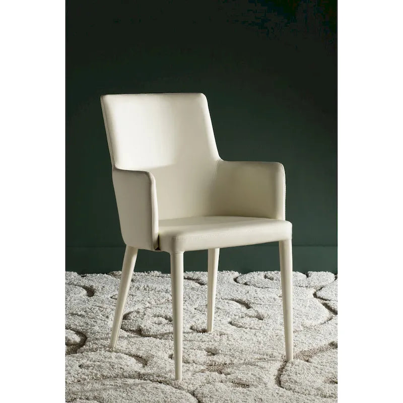 Chaise de salle à manger moderne blanche du milieu du siècle avec accoudoirs - 23,6 l x 21,6 P x 35,5 H - 24 l x 22 P x 36 H