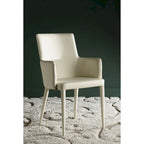 Chaise de salle à manger moderne blanche du milieu du siècle avec accoudoirs - 23,6 l x 21,6 P x 35,5 H - 24 l x 22 P x 36 H