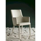 Chaise de salle à manger moderne blanche du milieu du siècle avec accoudoirs - 23,6 l x 21,6 P x 35,5 H - 24 l x 22 P x 36 H