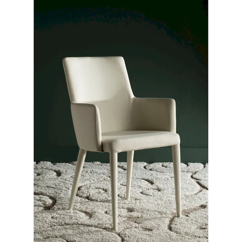 Chaise de salle à manger moderne blanche du milieu du siècle avec accoudoirs - 23,6 l x 21,6 P x 35,5 H - 24 l x 22 P x 36 H