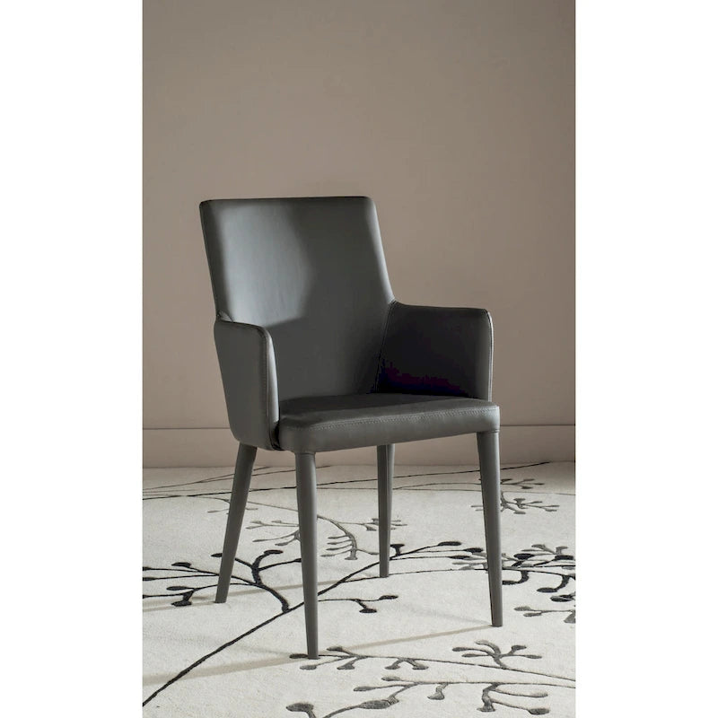 Chaise de salle à manger moderne blanche du milieu du siècle avec accoudoirs - 23,6 l x 21,6 P x 35,5 H - 24 l x 22 P x 36 H