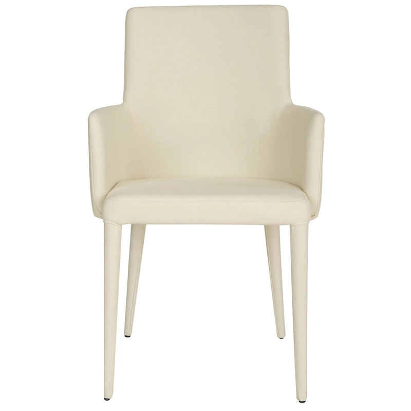 Chaise de salle à manger moderne blanche du milieu du siècle avec accoudoirs - 23,6 l x 21,6 P x 35,5 H - 24 l x 22 P x 36 H
