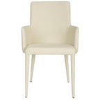 Chaise de salle à manger moderne blanche du milieu du siècle avec accoudoirs - 23,6 l x 21,6 P x 35,5 H - 24 l x 22 P x 36 H