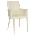 Chaise de salle à manger moderne blanche du milieu du siècle avec accoudoirs - 23,6 l x 21,6 P x 35,5 H - 24 l x 22 P x 36 H