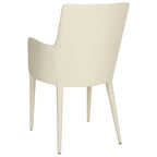 Chaise de salle à manger moderne blanche du milieu du siècle avec accoudoirs - 23,6 l x 21,6 P x 35,5 H - 24 l x 22 P x 36 H