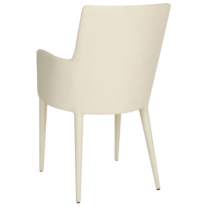 Chaise de salle à manger moderne blanche du milieu du siècle avec accoudoirs - 23,6 l x 21,6 P x 35,5 H - 24 l x 22 P x 36 H
