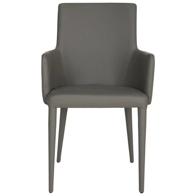 Chaise de salle à manger moderne blanche du milieu du siècle avec accoudoirs - 23,6 l x 21,6 P x 35,5 H - 24 l x 22 P x 36 H