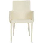 Chaise de salle à manger moderne blanche du milieu du siècle avec accoudoirs - 23,6 l x 21,6 P x 35,5 H - 24 l x 22 P x 36 H