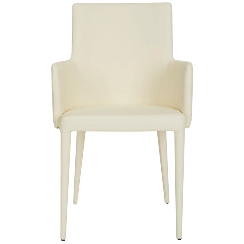 Chaise de salle à manger moderne blanche du milieu du siècle avec accoudoirs - 23,6 l x 21,6 P x 35,5 H - 24 l x 22 P x 36 H