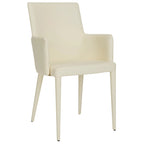 Chaise de salle à manger moderne blanche du milieu du siècle avec accoudoirs - 23,6 l x 21,6 P x 35,5 H - 24 l x 22 P x 36 H