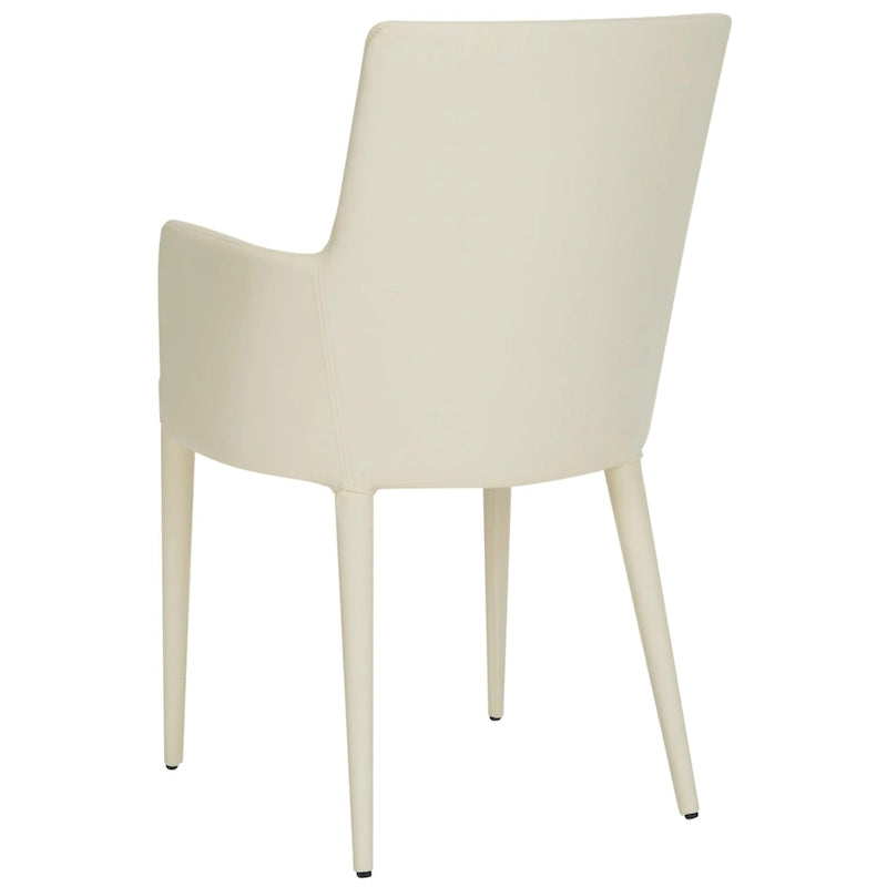 Chaise de salle à manger moderne blanche du milieu du siècle avec accoudoirs - 23,6 l x 21,6 P x 35,5 H - 24 l x 22 P x 36 H
