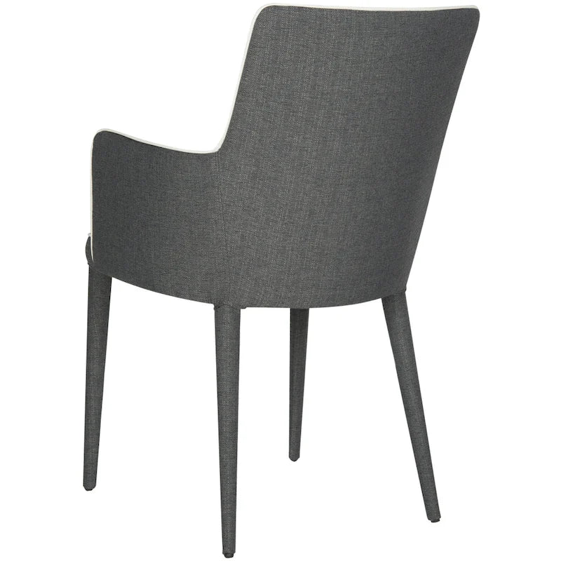 Chaise de salle à manger moderne blanche du milieu du siècle avec accoudoirs - 23,6 l x 21,6 P x 35,5 H - 24 l x 22 P x 36 H