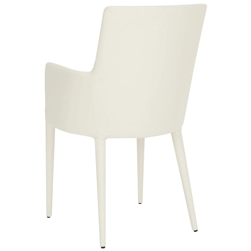 Chaise de salle à manger moderne blanche du milieu du siècle avec accoudoirs - 23,6 l x 21,6 P x 35,5 H - 24 l x 22 P x 36 H