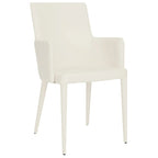 Chaise de salle à manger moderne blanche du milieu du siècle avec accoudoirs - 23,6 l x 21,6 P x 35,5 H - 24 l x 22 P x 36 H
