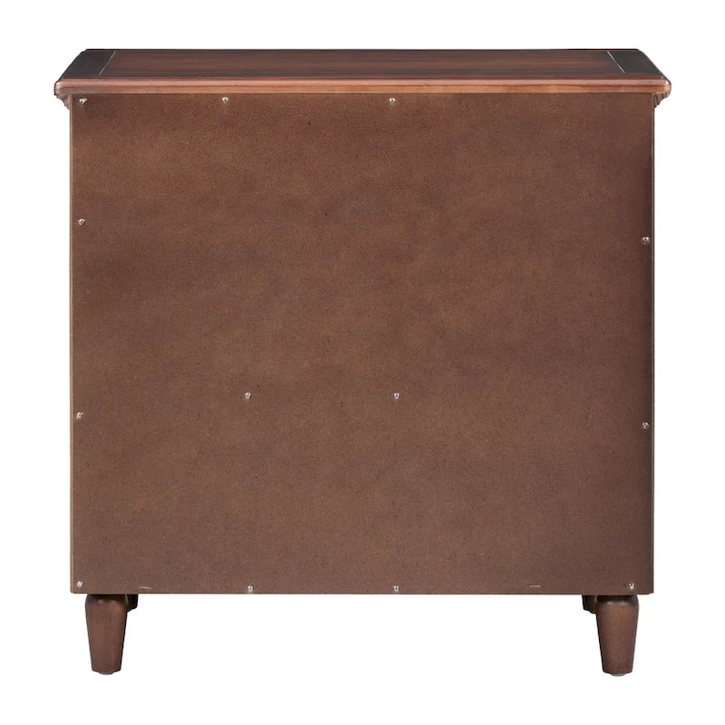 Table de chevet Mid-Century Moderne, Casier en bois avec poignées métalliques 3 tiroirs, Table d'appoint d'entrée avec pieds en bois massif