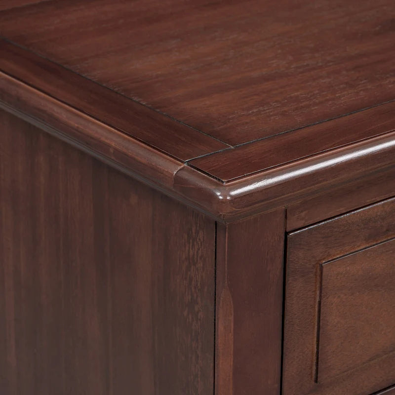 Table de chevet Mid-Century Moderne, Casier en bois avec poignées métalliques 3 tiroirs, Table d'appoint d'entrée avec pieds en bois massif
