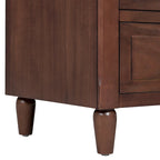 Table de chevet Mid-Century Moderne, Casier en bois avec poignées métalliques 3 tiroirs, Table d'appoint d'entrée avec pieds en bois massif